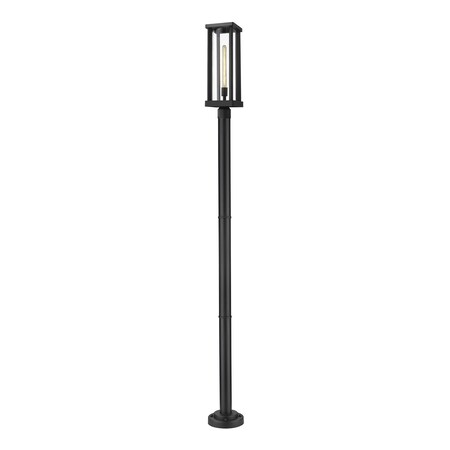 Z-Lite Glenwood 1 Light Outdoor Post Mounted Fixture, Black & Clear 586PHBR-567P-BK
